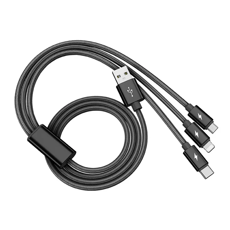 3 in 1 5A Fast USB Charging Cable for iPhone iPad Samsung Huawei Xiaomi Honor Redmi POCO OPPO Realme Moto Universal Charge Cable