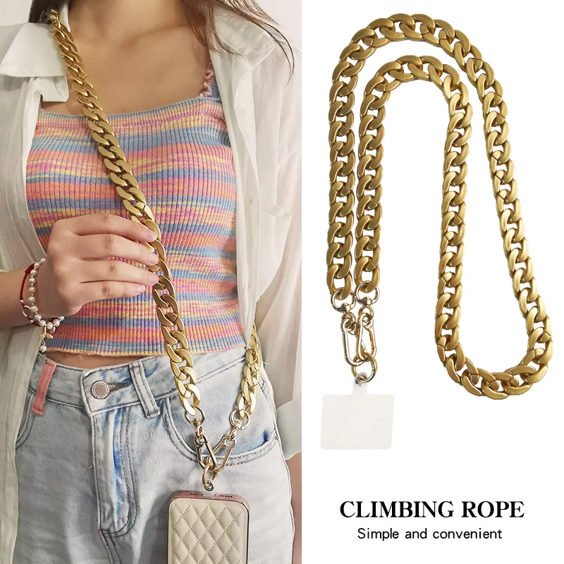 Long Crossbody Lanyard Mobile Phone Hanging Rope Tuhao Gold Matte Gold Hanging Chain Bag Phone Case Universal Anti Loss Lanyard