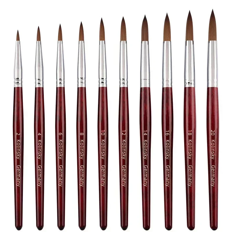 

Kolinsky Acrylic Nail Brush Good Quality Nail Art Mink Brush Wood Handle Gel Builder Manicure Brush Drawing Tools Size 6-24