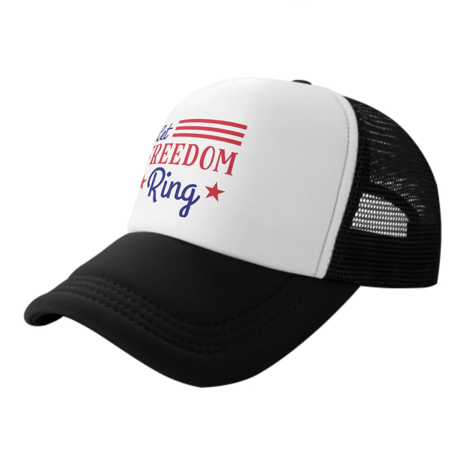 Let Freedom Ring Print Mesh Baseball Cap Trucker Hats Sports Outdoor Adjustable Washed Snapback Dad Hat