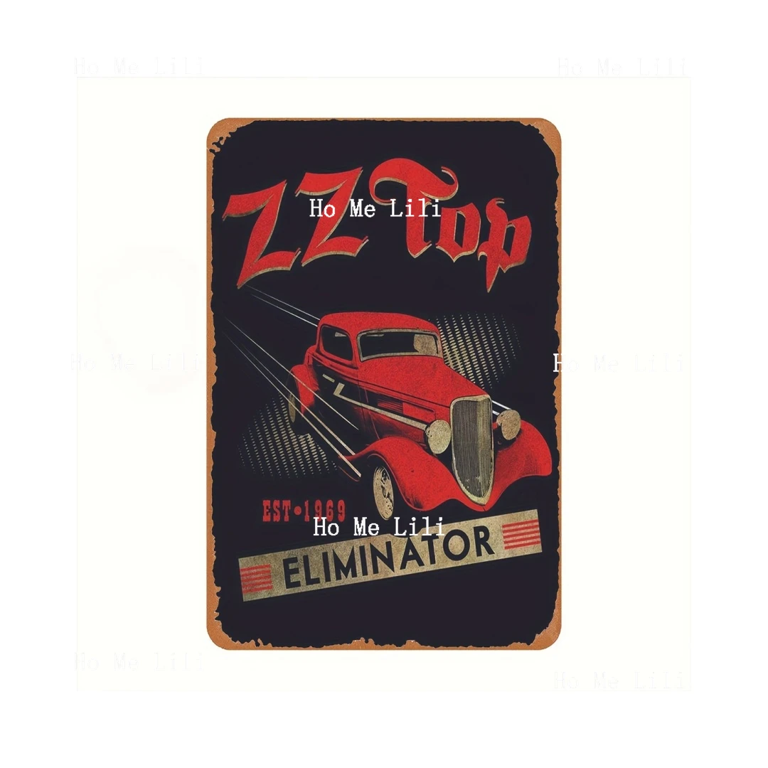 Metal Retro Logo Iron Sheet Painting Zz Top - Eliminator Tin Sign - Nostalgic Vintage Metal Wall Decor Art Tinplate Decorative M