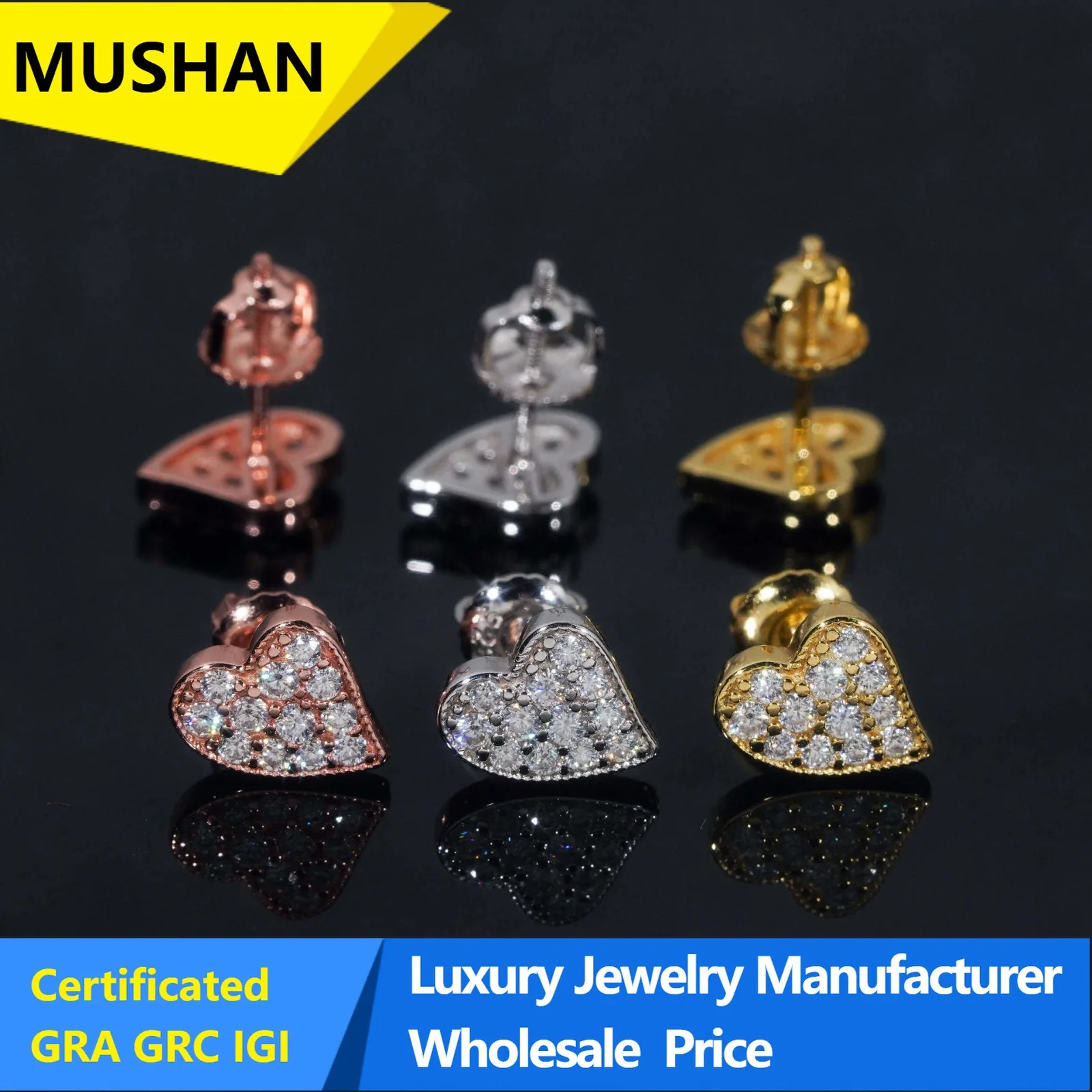 MuShan Jewelry Factory 925 Sterling Silver Stud Earrings for Women Men Unisex Hip Hop Style s925 Stud Drop Earrings Fine Jewelry