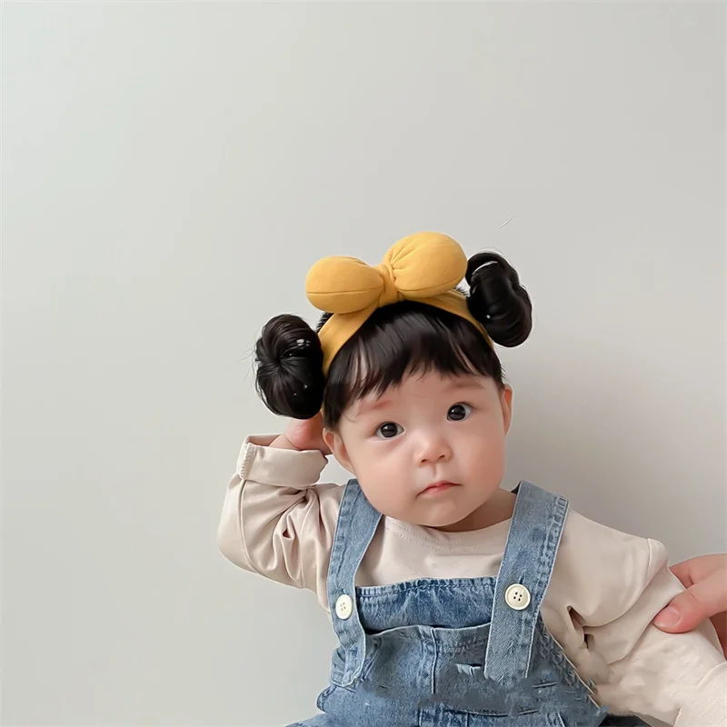 New Year Hair Accessories Cute Bow Baby Girl Wig Hat Hairpiece Christmas Newborn Children Kids Girls Cosplay Headbands Headwear