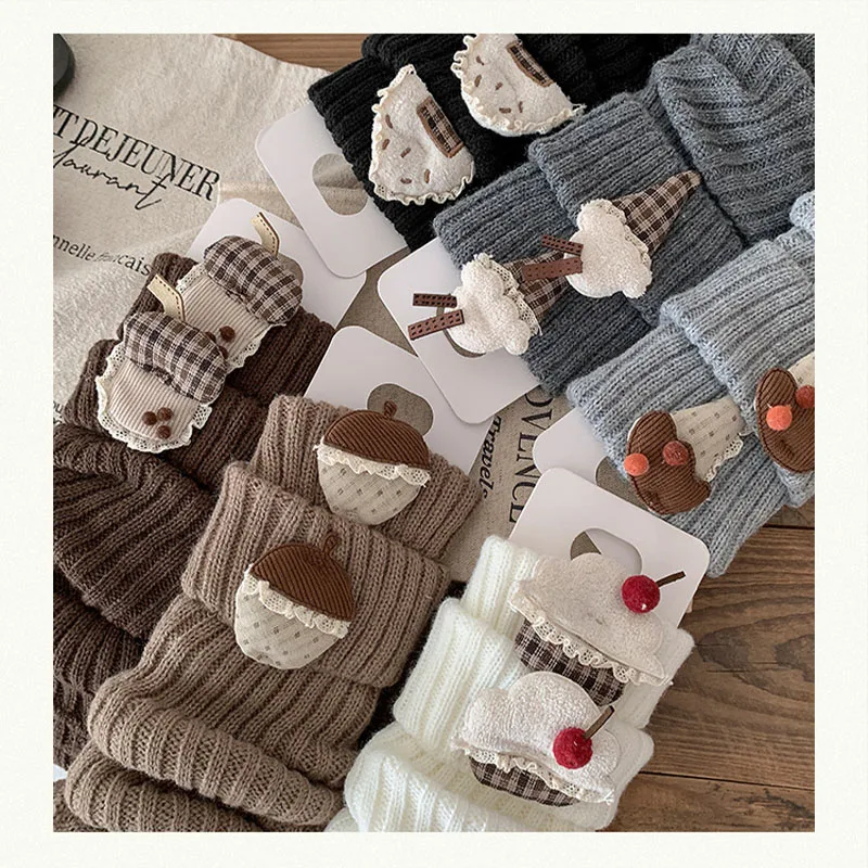 1 زوج تدفئة الساق للفتيات النساء Kawaii Harajuku تدفئة الساق لطيف محبوك طويل جوارب السيقان القوطي لوليتا الآيس كريم الكرز Decro