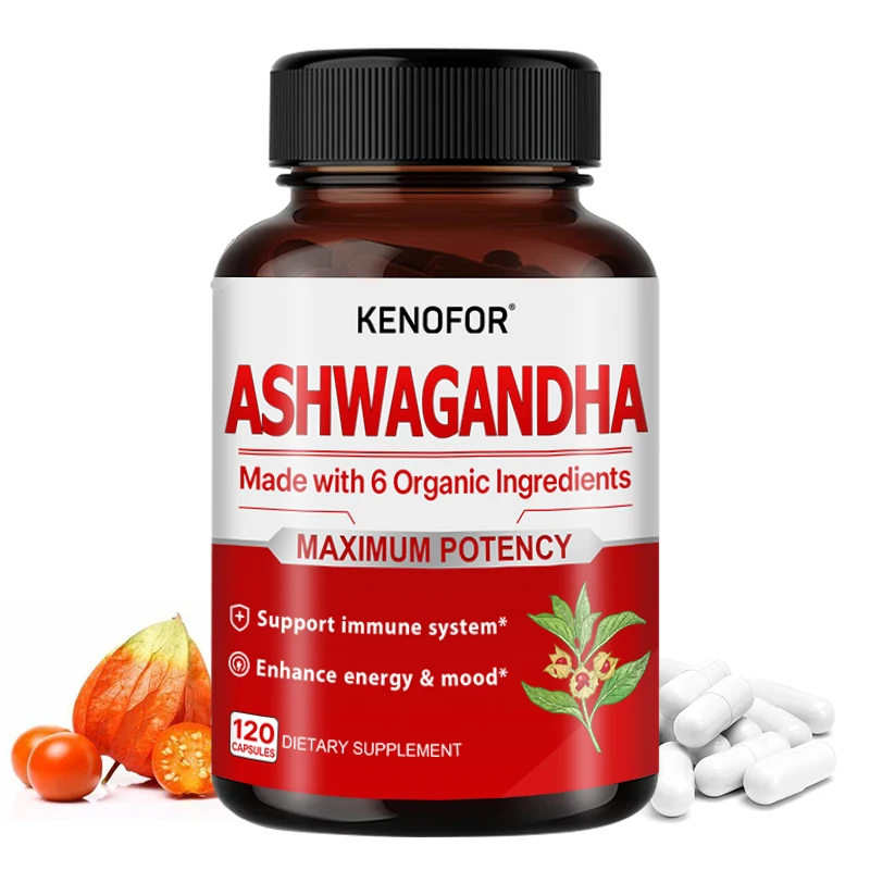 Ashwagandha Capsules, Support Brain, Stress Relief, Mood Balance, Focus Memory, Deep Sleep, Muscle Recovery & Immune Wellness