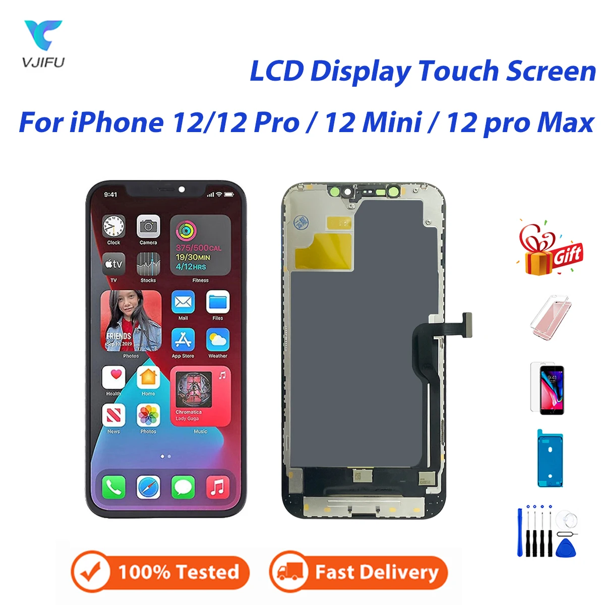 

Display For iPhone 12 Pro Max 12 Mini LCD Touch Screen For IPhone 12 Pro Digitizer Replacement Assembly with Free WaterproofTape