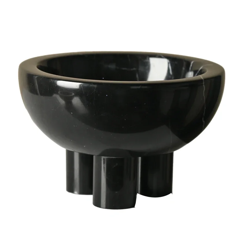 

Dienblad van natuurlijk marmer voor salontafel en woonkamer Luxe fruitschaal met voetstuk voor aanrecht