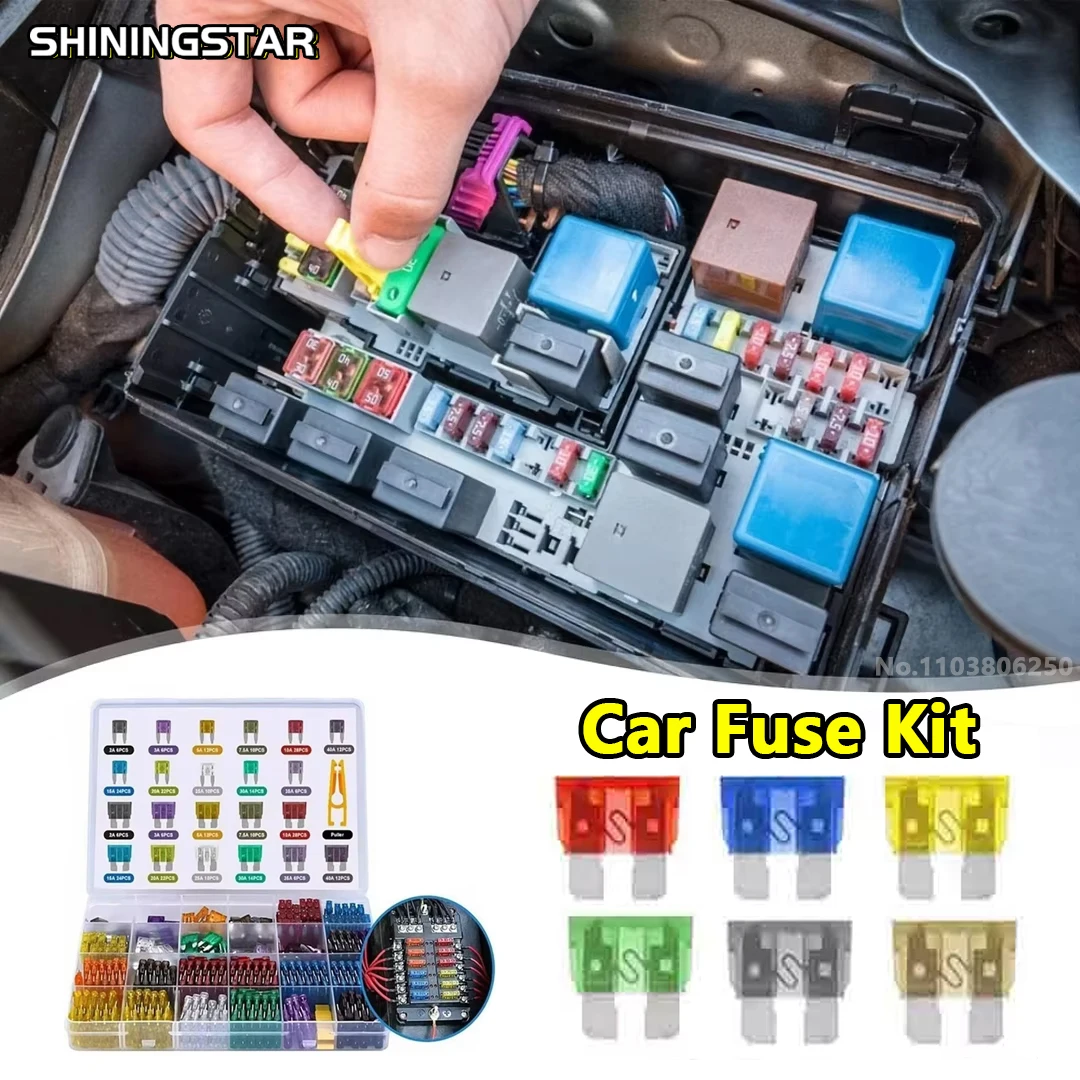 Fuse boxes Car Fuse Assortment Set Profile Middle Size Blade Type Fuse Auto Car Truck 2-35A Fuse with Box Clip