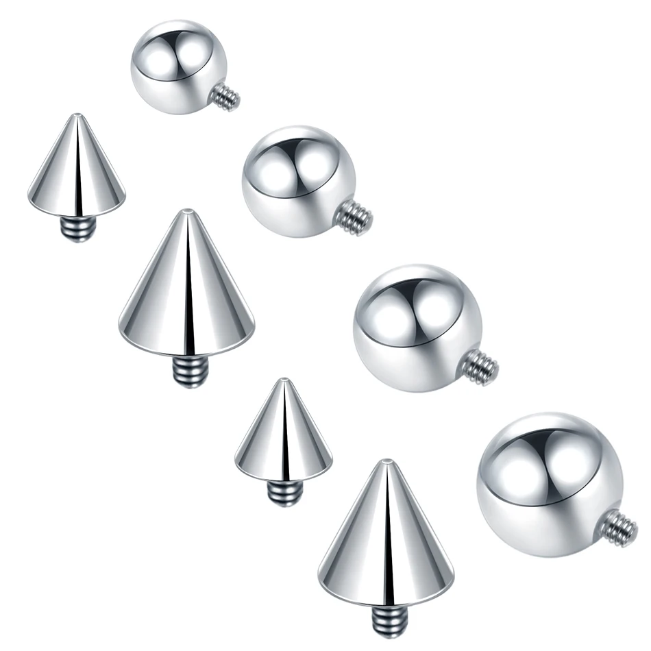 10Pcs/lot Steel Ball Spike Replacement Accessories for Ear Eyebrow Tongue Labret Piercing Septum Ring Body Jewelry 16G 14G