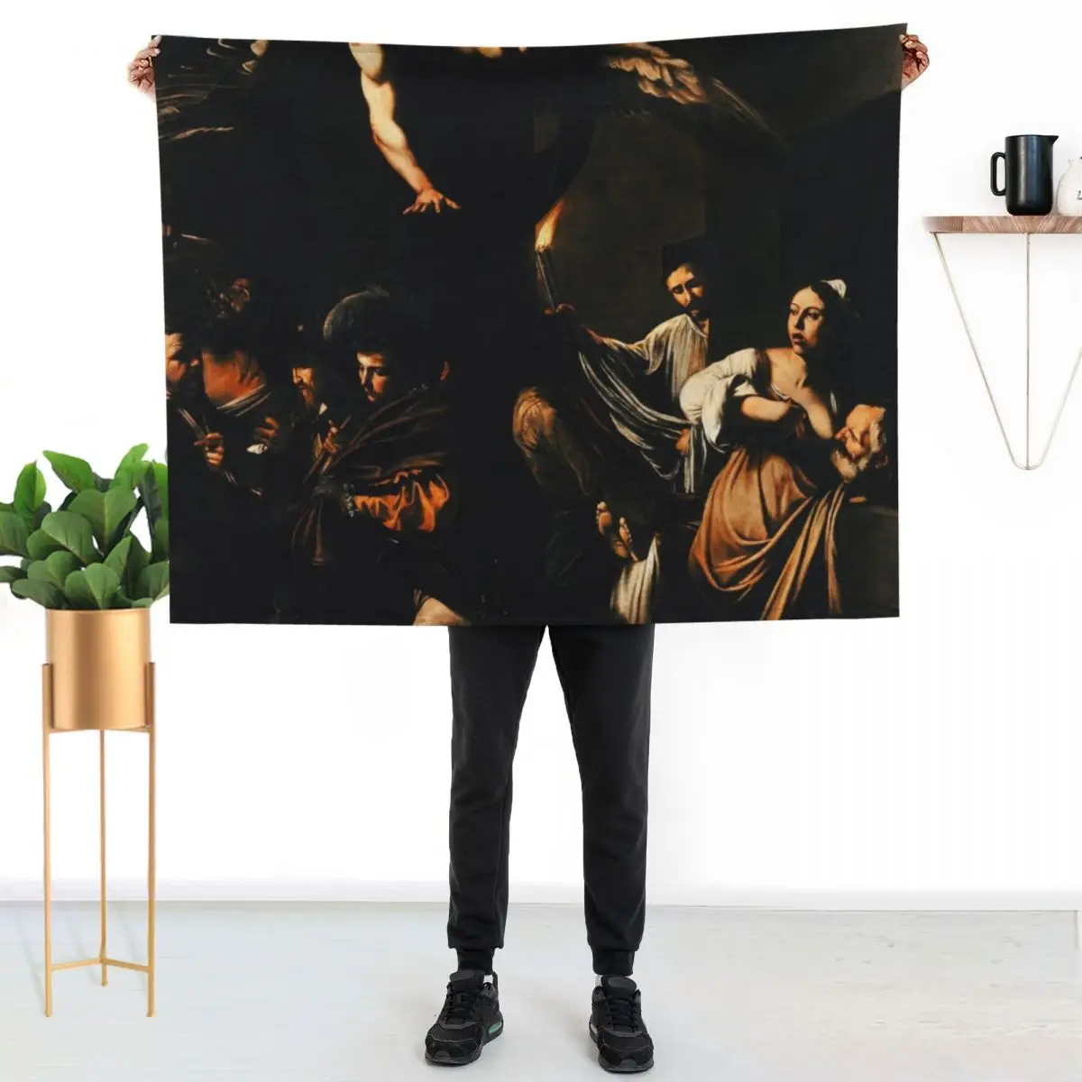 Caravaggio - The Seven Works of Mercy Throw Blanket Soft Comfort Blanket for Reading Watching TV