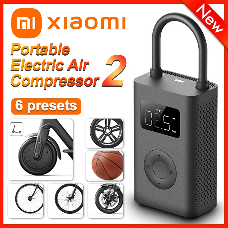 

Новый портативный воздушный насос Xiaomi 2, электрический воздушный компрессор Mijia, многофункциональный инструмент Treasure Type-C, цифровой датчик давления в шинах