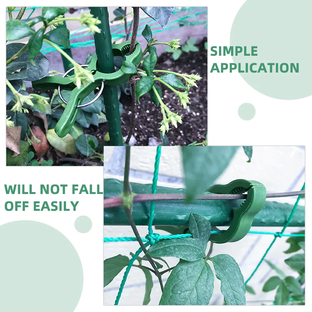60Pcs Garden Plant Clips Plastic Support Clamps for Tomatoes Grapes Watermelons Climbing Vines Quick Release Stem Fixing Tool