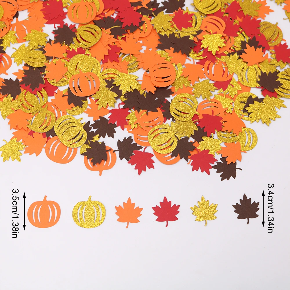 100 Stück Herbst-Kürbis-Ahornblatt-Tischkonfetti, Thanksgiving-Halloween-Babyparty, Tischdekoration für Hochzeiten – Detail 7