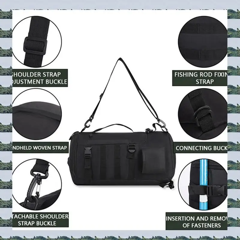 ABQR Fishing Backpack Outdoor Fishing Rod Bag Wet Dry Separation Camping Backpacks Hiking Climbing Rucksack