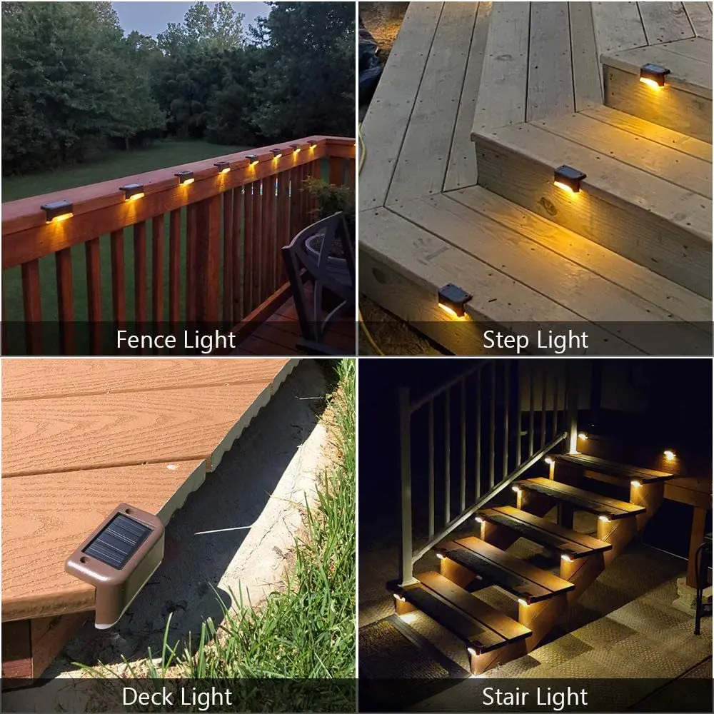 Solar Fence Lights Outdoor Garden Lights Waterproof LED Solar Lamp Step Lights Garden Decor Stair Fence Lamp RGB Solar Lights