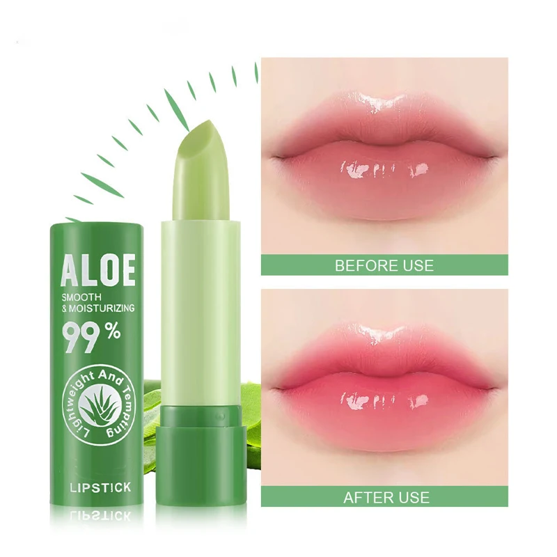 Natural Aloe Color Changing Lipstick Long Lasting Moistourizing Lip Balm For Glossy Lip Makeup Daily Lip Care For Men Women