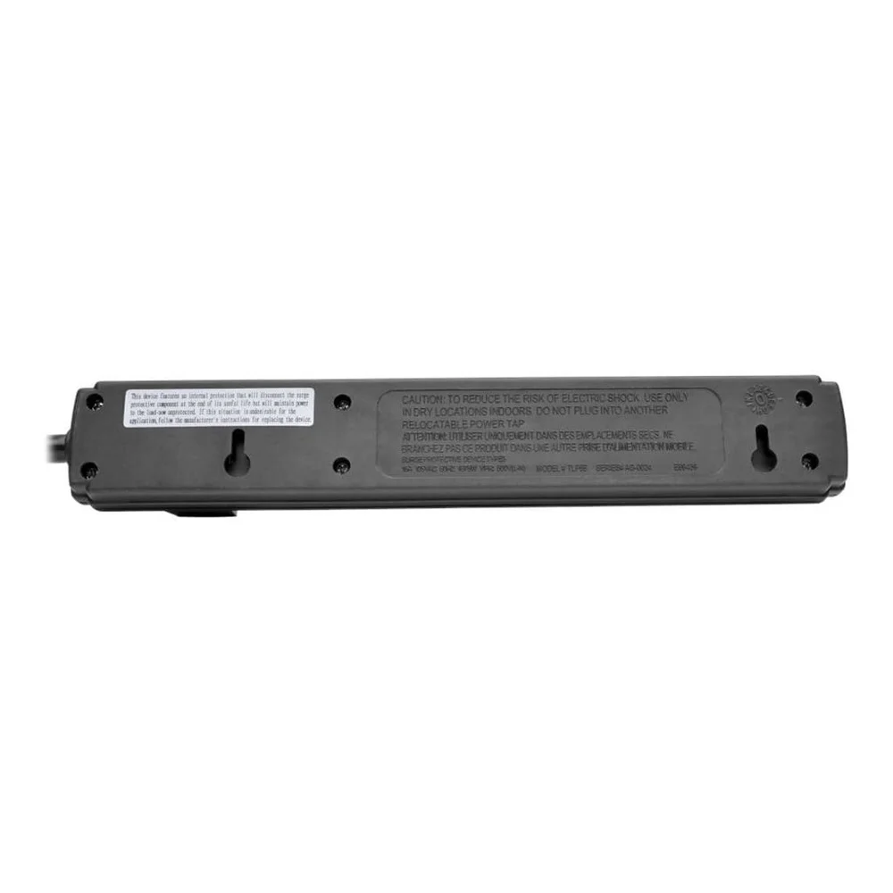 6 منافذ شرائط الطاقة مع سلك 6 أقدام جدار مكتب قابل للتركيب مفتاح مضاء NEMA 5-15P RoHS مصدر طاقة معتمد