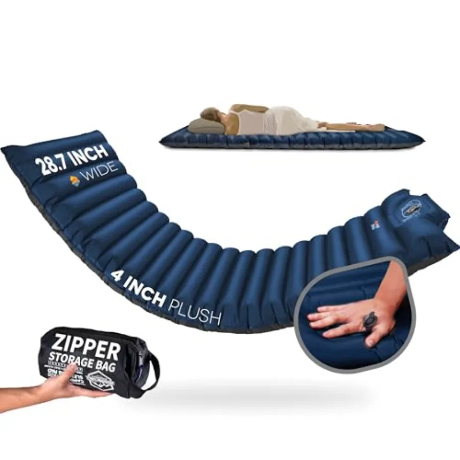 

Extra Thickness Wide Plus Sleeping Pad with Built-in Pump, Inflatable Camping Mattress of Ultimate Comfort for Car Camping, Ten