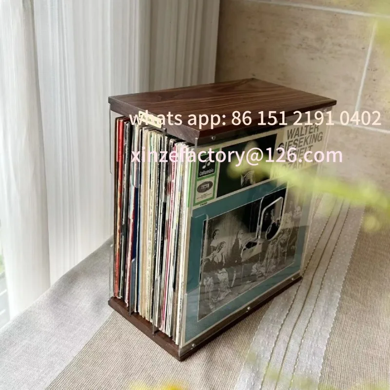 

Customizable Walnut Wood Rubber Storage Shelf Table Rubber LP Storage Box Cherry Wood Retro Cafe Record Displa