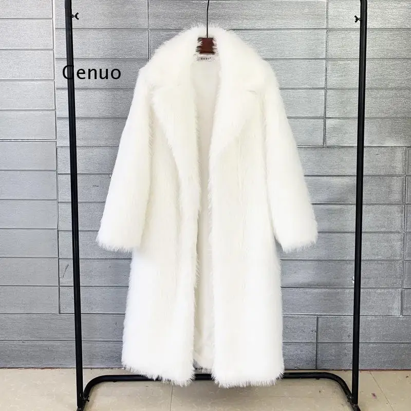 Mulheres Elegante Inverno Plush Faux Fur Sobretudo Feminino Casual Solto Casaco Jaquetas 2023 New Full Sleeve Moda Casaco