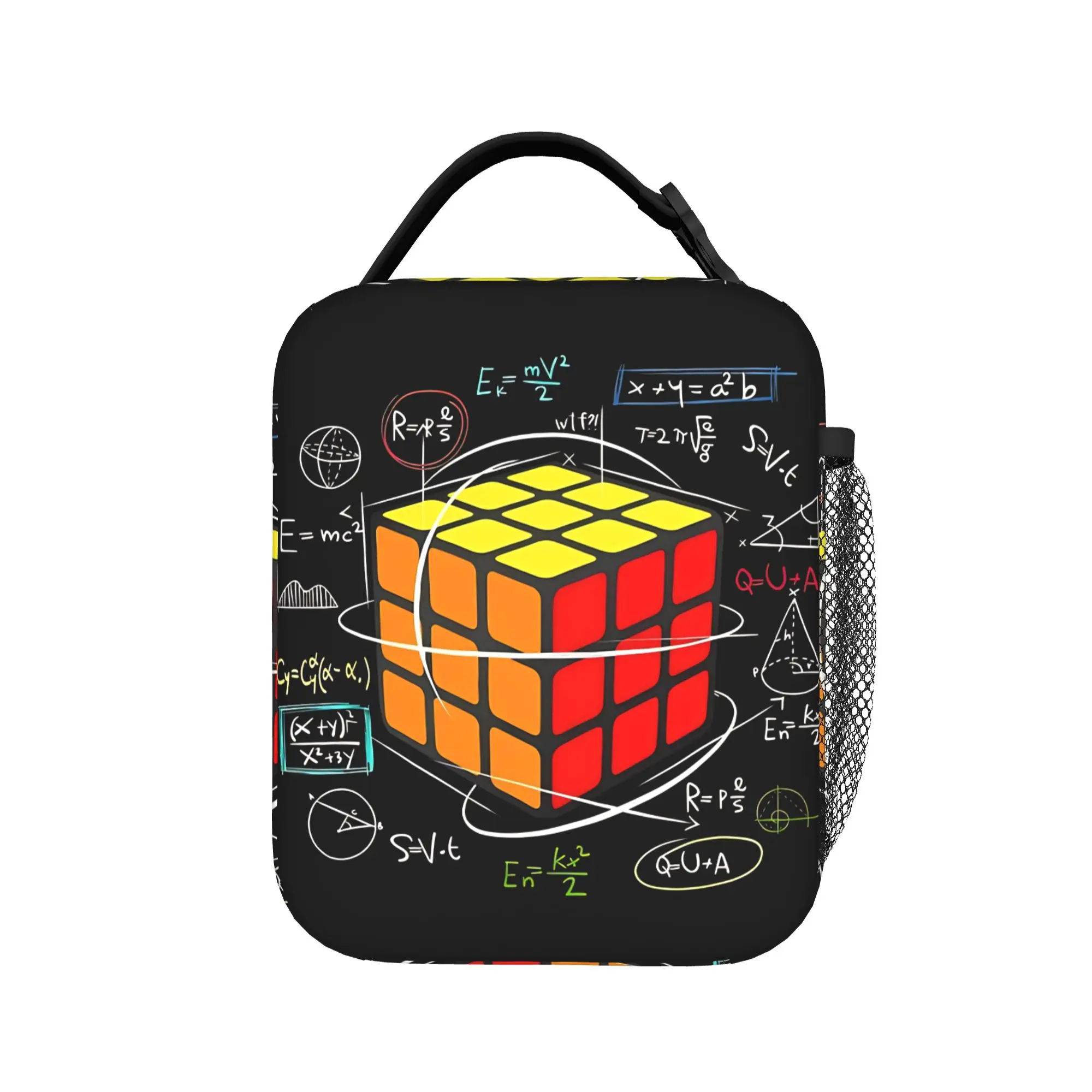 Math Rubik Rubix Rubics Player Cube Maths  Lunch Bag For Child  Travel Graphic Lunch Box Retro Oxford Tote Food Bags