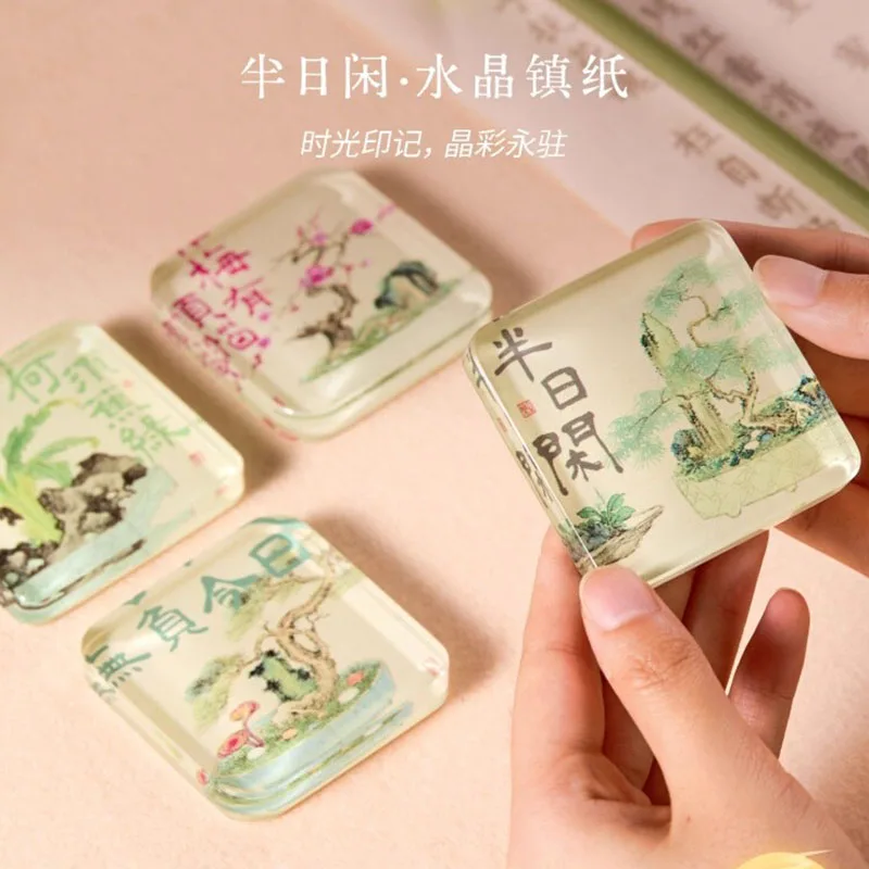 

Новый пресс-папье из хрустального стекла в китайском стиле - креативная скульптура с квадратной печатью, настольный декор для учебы, офиса, подарка