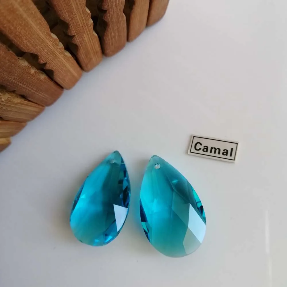 

Camal 10Pcs 28mm Sky Blue Mesh Drop Shape Crystal Pendants Prisms Beads Hanging For Jeweler Chandelier Lighting Lamp Wedding DIY