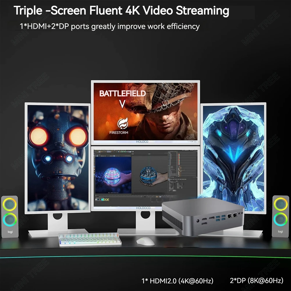 Intel Core i9 12900H Gaming Mini PC com NVIDIA GeForce RTX4050 6G Windows11 Pro Gamer Design de escritório Desktop AI imagem PC 14 núcleos