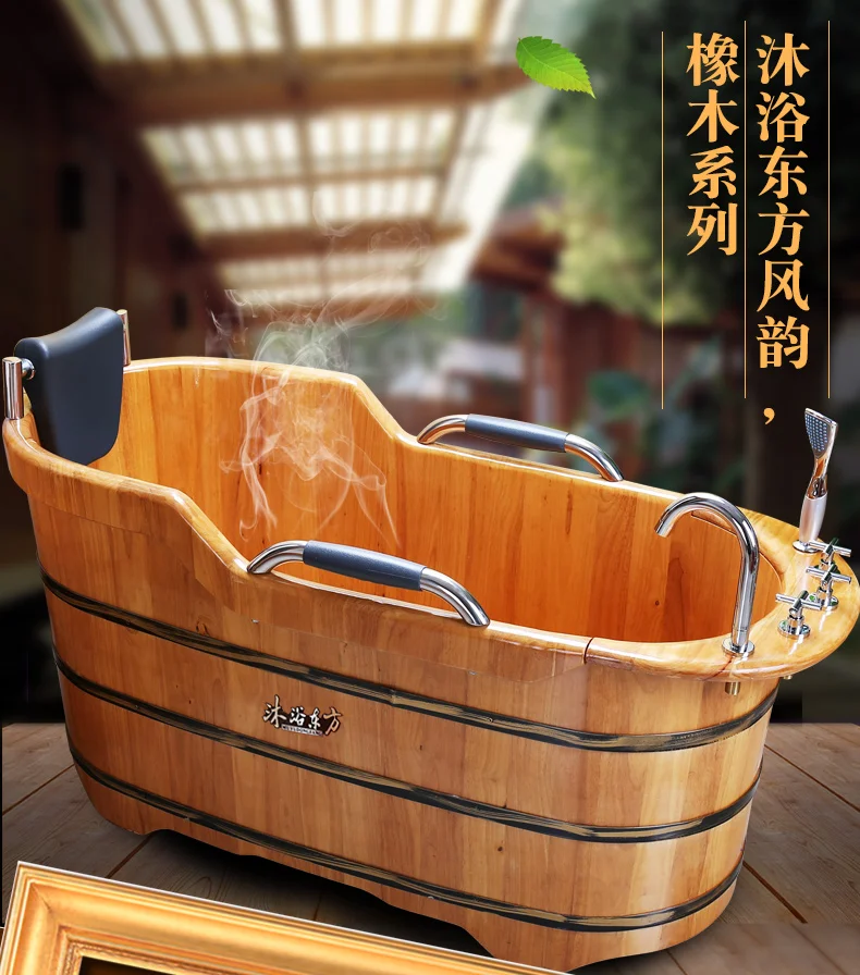 Eimer für Erwachsene, Holzeimer, Badewanne mit Wasserhahn, Holzeimer