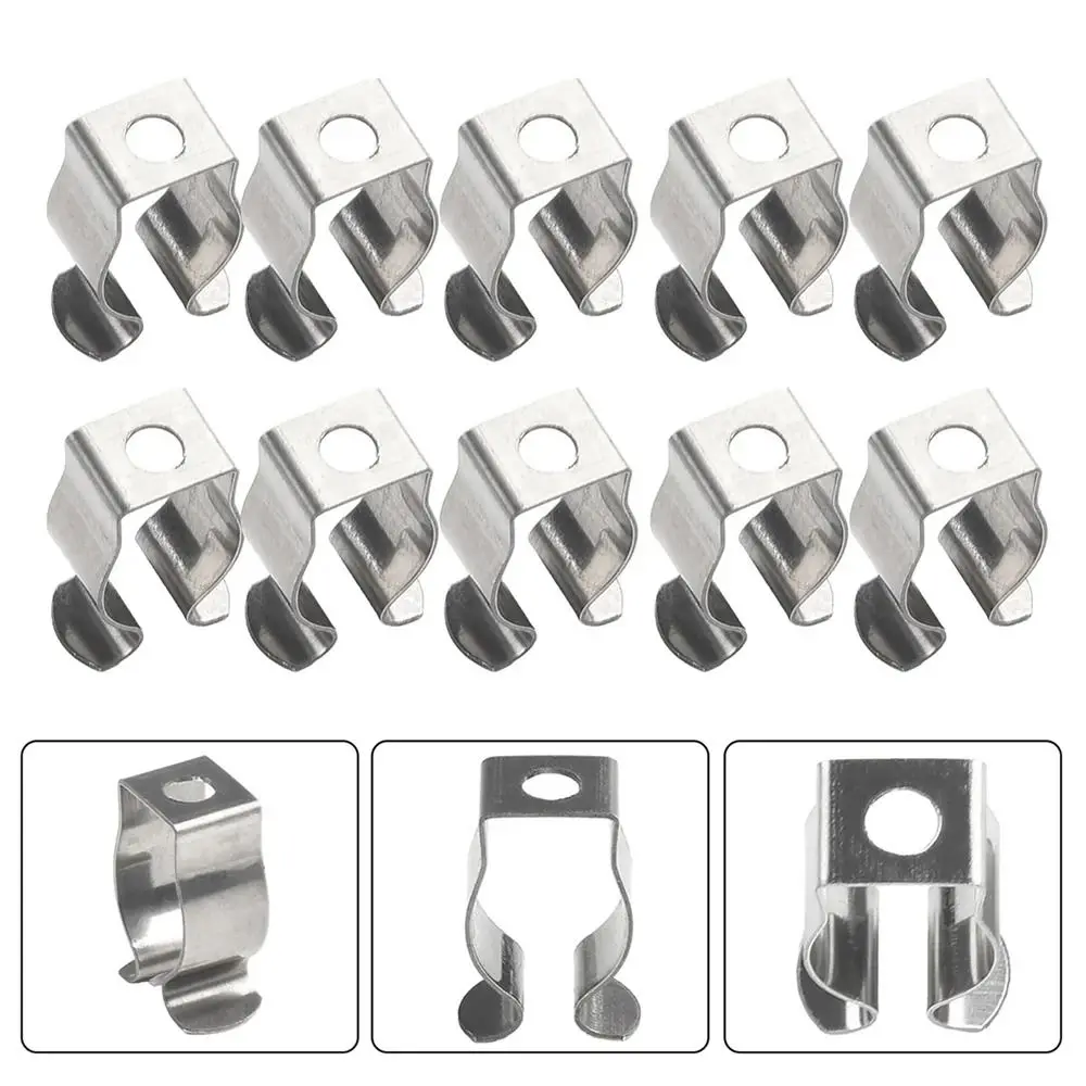 10Pcs Fixing Clips Spring Terry Clip Clamp Holders Heavy Duty Lamp Tube Clip Base Tool T8/T10 Pipes Clamp for 25mm/32mm Dia Tube