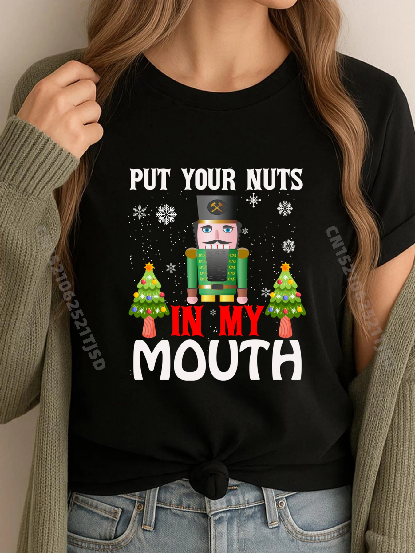 

Непослушный Щелкунчик Put Your Nuts In My Mouth, рождественские футболки с рисунком, женская и мужская весенняя мужская одежда, футболка с вымытыми буквами
