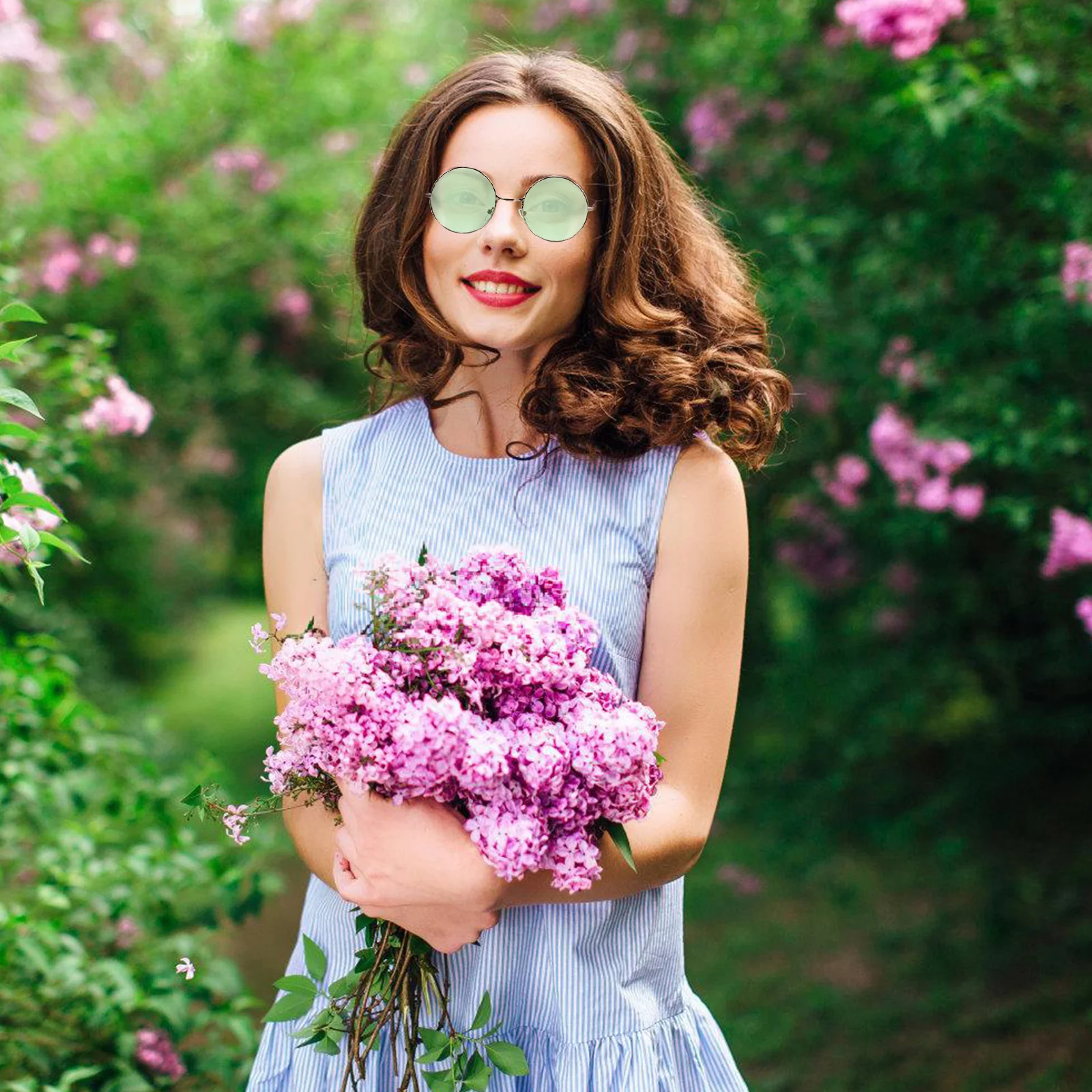 

Round Sunglasses Oversized Gold Frame Purple Lens Uv400 Protection Retro Glasses For Men Women Lightweight Durable Circle