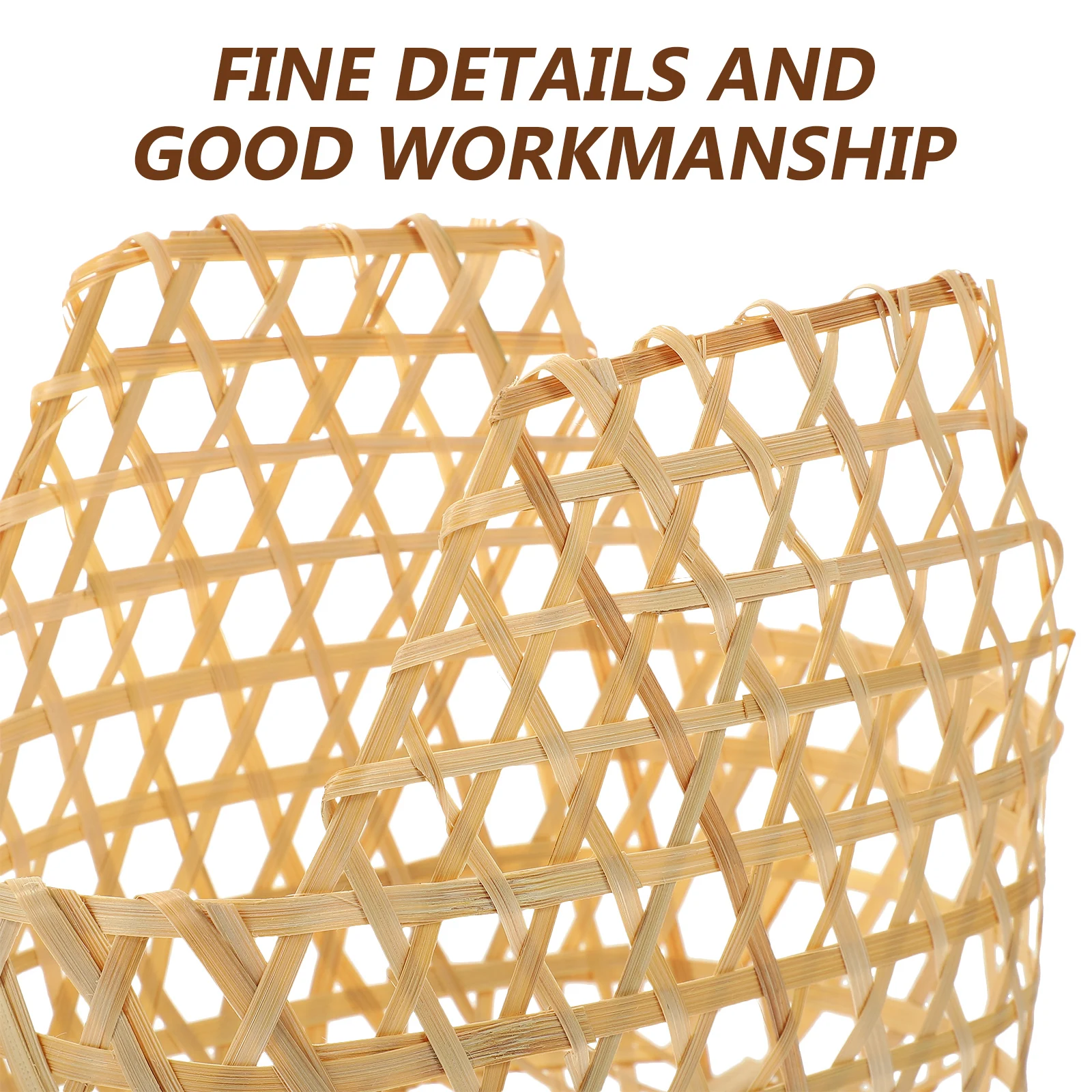 

2pcs Bamboo Woven Snack Basket Storage Container For Vegetable Fruit Egg Bread Household Organizer Decorative Basket