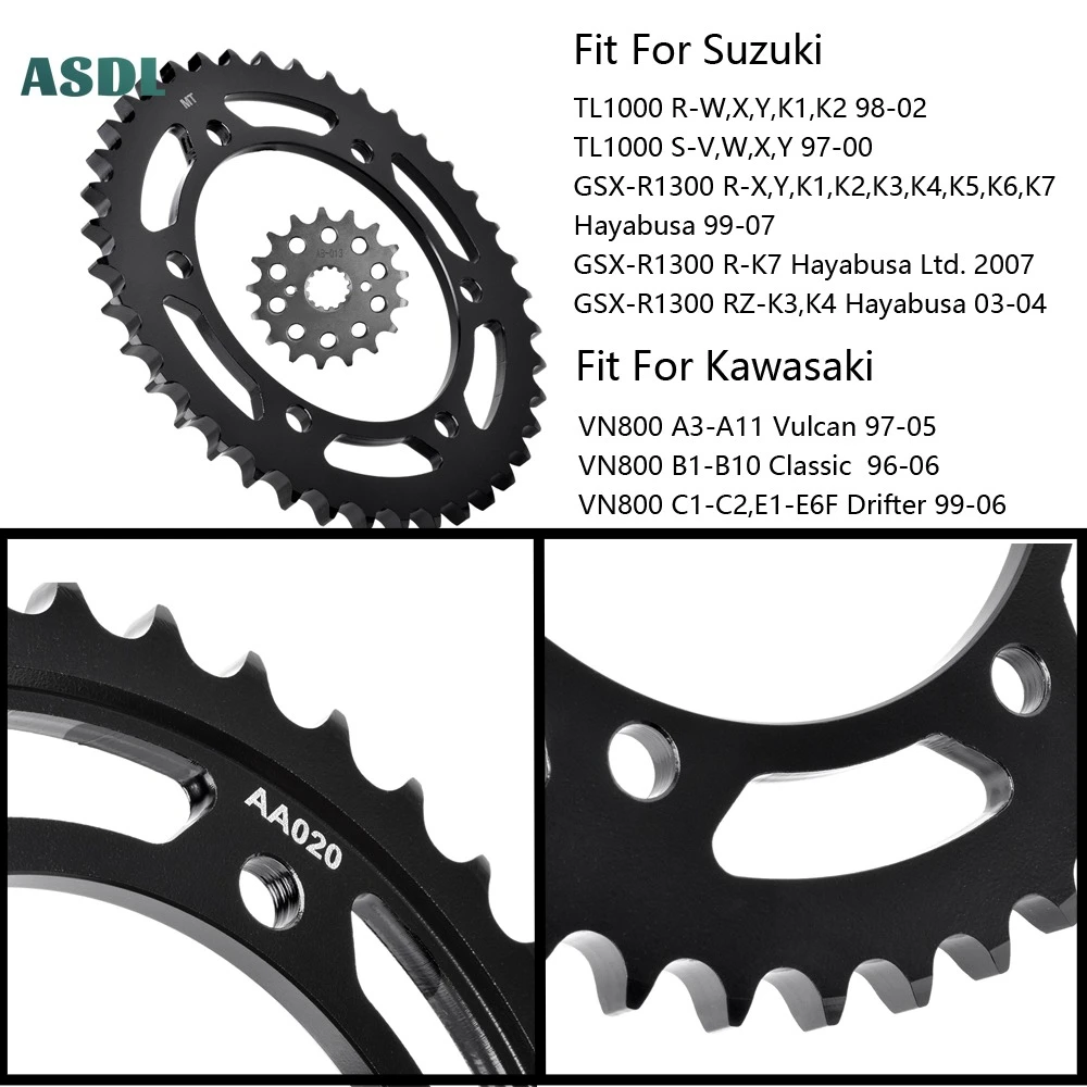 

530 Chain 40T 17T Front and Rear Sprocket Kits For Kawasaki VN800 A3-A11 Vulcan B1-B10 For Suzuki TL1000 GSX-R1300 R GSXR 1300