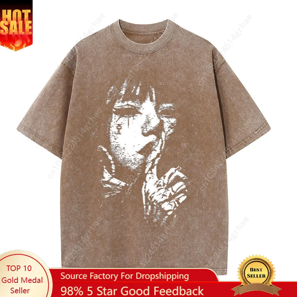 Men's Washed Vintage T-Shirts Street Hip Hop Retro Punk Gothic Y2K T-Shirts Harajuku Casual Cotton Women Short Sleeve Top Tee