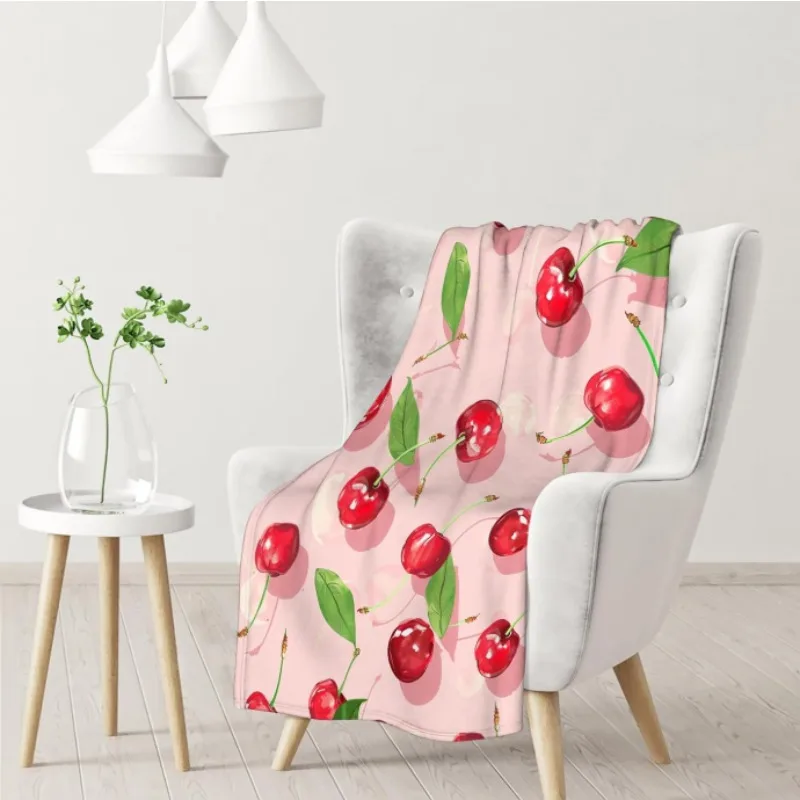

Подарочное одеяло с мультяшной вишней, подходит для женщин, мужского и детского одеяла, мягкое и легкое, подходит для украшения дома.