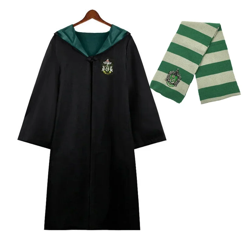 Disfraces de Hogwarts para Cosplay, Escuela de brujería y hechicería, batas Cos, sombrero de mago de Halloween, corbata, bufanda, varita mágica,