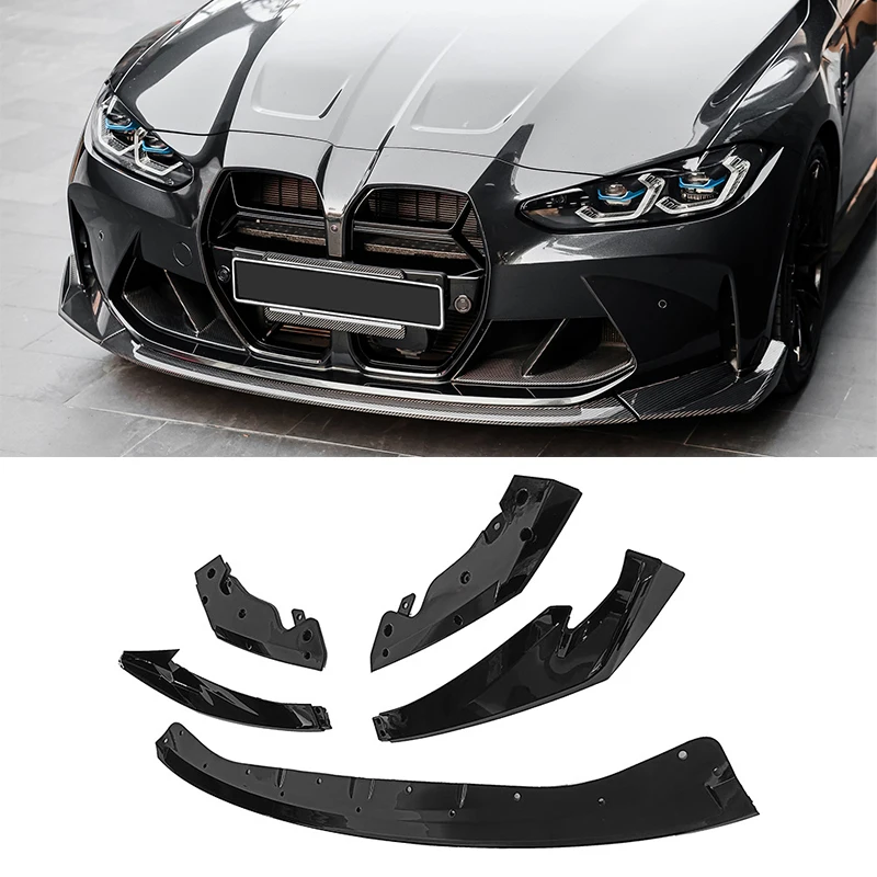 

Glossy black Car Front Bumper Lip Spoiler Diffuser Splitters Body Kit Aprons Cover Guard Trim For BMW M3 M4 G80 G82 2020-2023