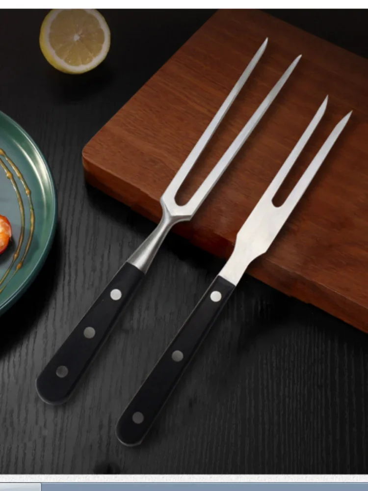 Grill na świeżym powietrzu narzędzie drewniany uchwyt widelec do grilla widelec do grilla ze stali nierdzewnej widelec do grilla