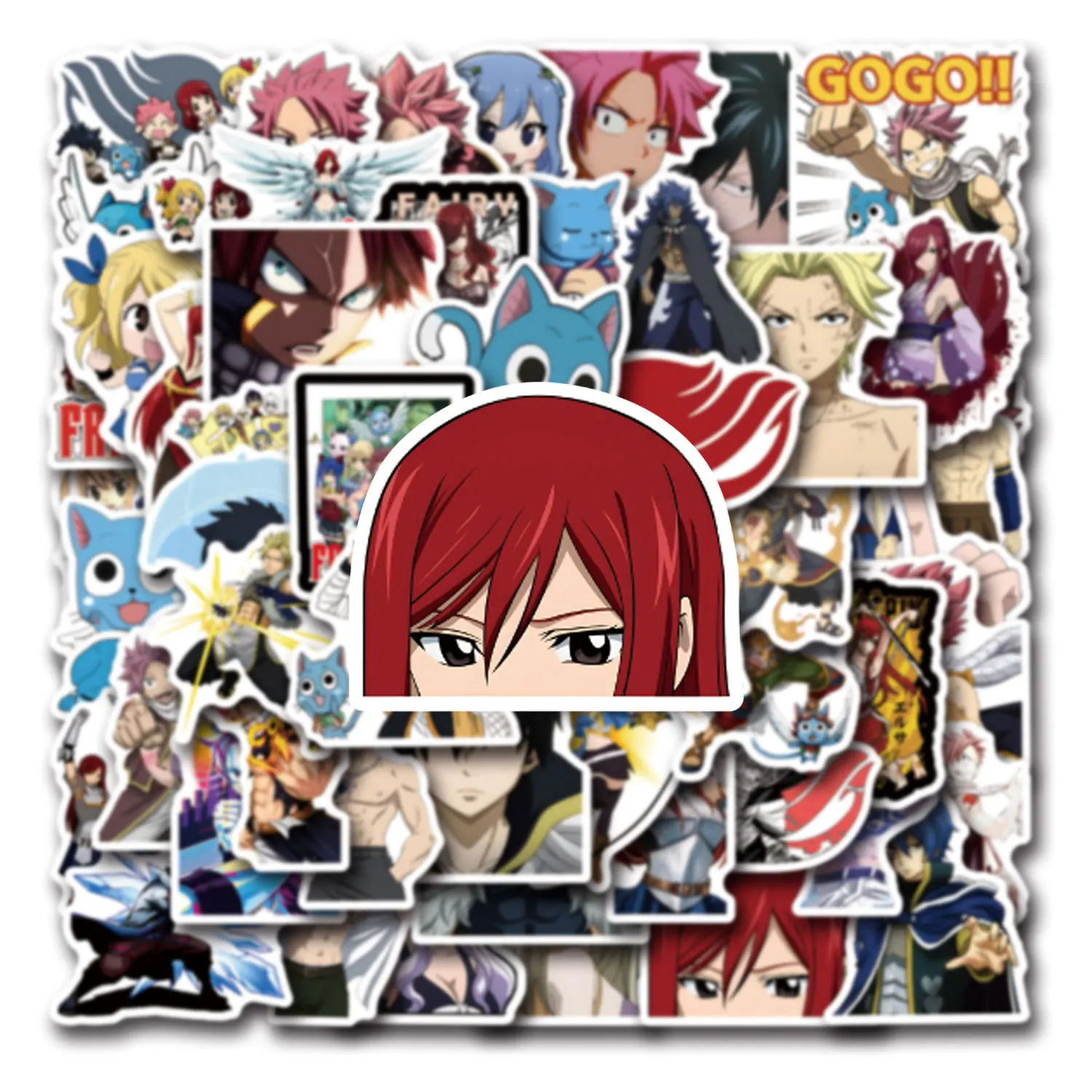 55PCS Fairy Tail Action-Adventure Anime Graffiti Stickers Fantasy Genre Cartoon Decal DIY Luggage Phone Cup Guitar Kid Toys