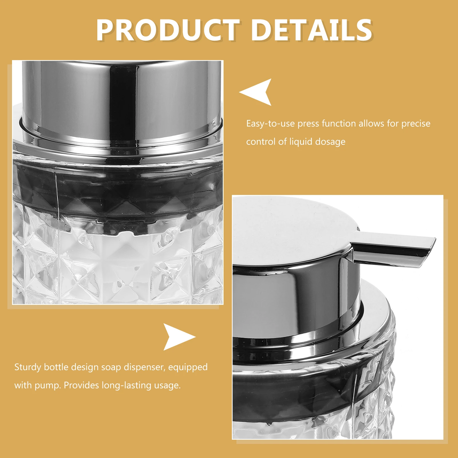 

Press H Bottle Elegant Soap Dispenser Bathroom Kitchen Lotion Pump Glass Reusable Shampoo Container Home Liquid