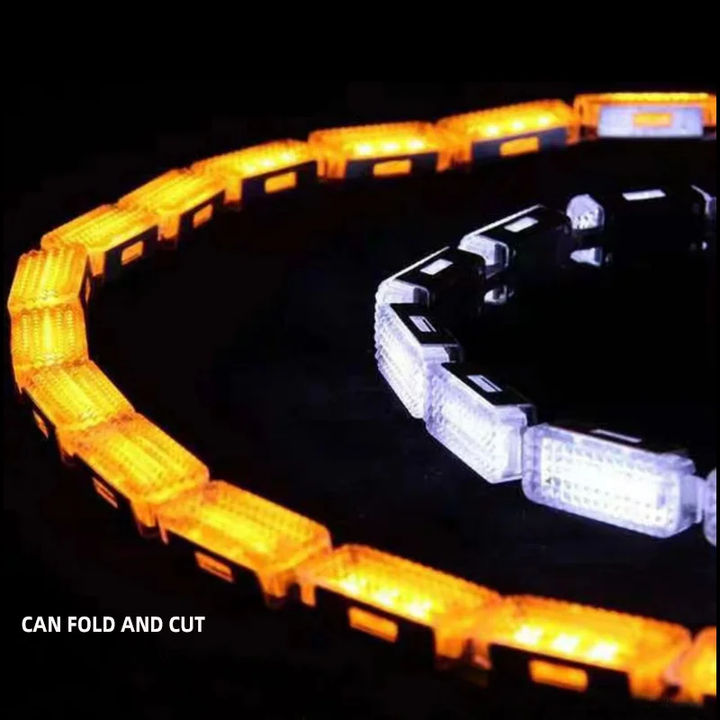 SANVI Dynamic LED Daytime Running Light Strip for Car Universal Auto Headlight Flowing White Yellow Strips Decorative Light 12V