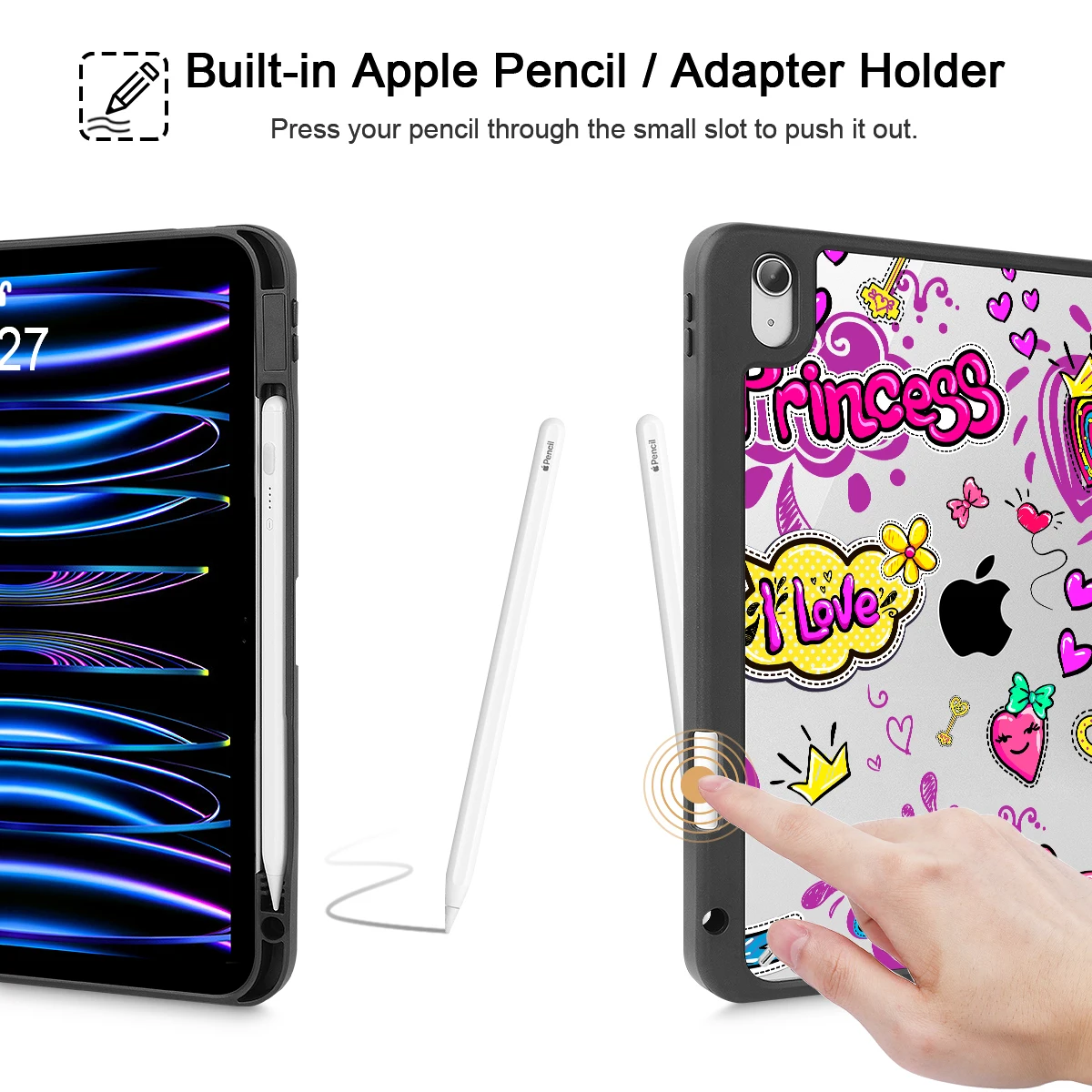 حافظة مطبوعة أنا أحب الأميرة الأرجوانية لجهاز iPad 11th A16 10.9 بوصة 10th 2022 2025 حافظة Air 4 Air 5 Air 11 13 بوصة 2024 M4 Pro 12.9 بوصة