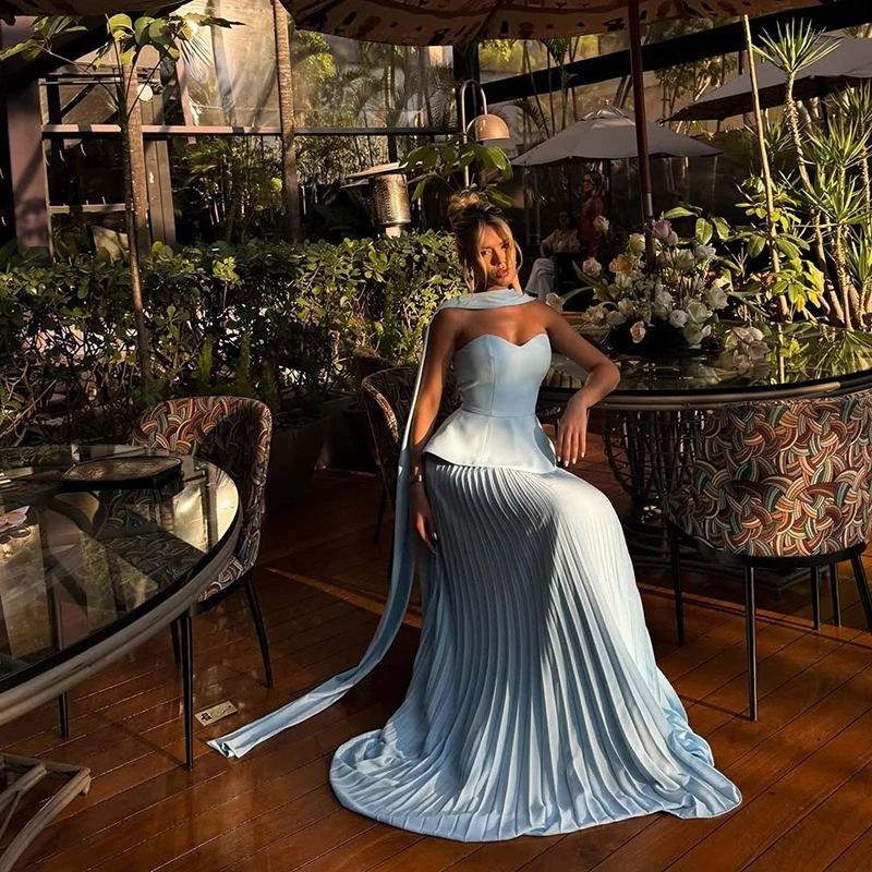 Thinyfull 2026 A라인 프로모션 이브닝 드레스 스위트하트 플리츠 스카프 맥시 파티 드레스 포멀 나이트 칵테일 프로모션 가운 맞춤형