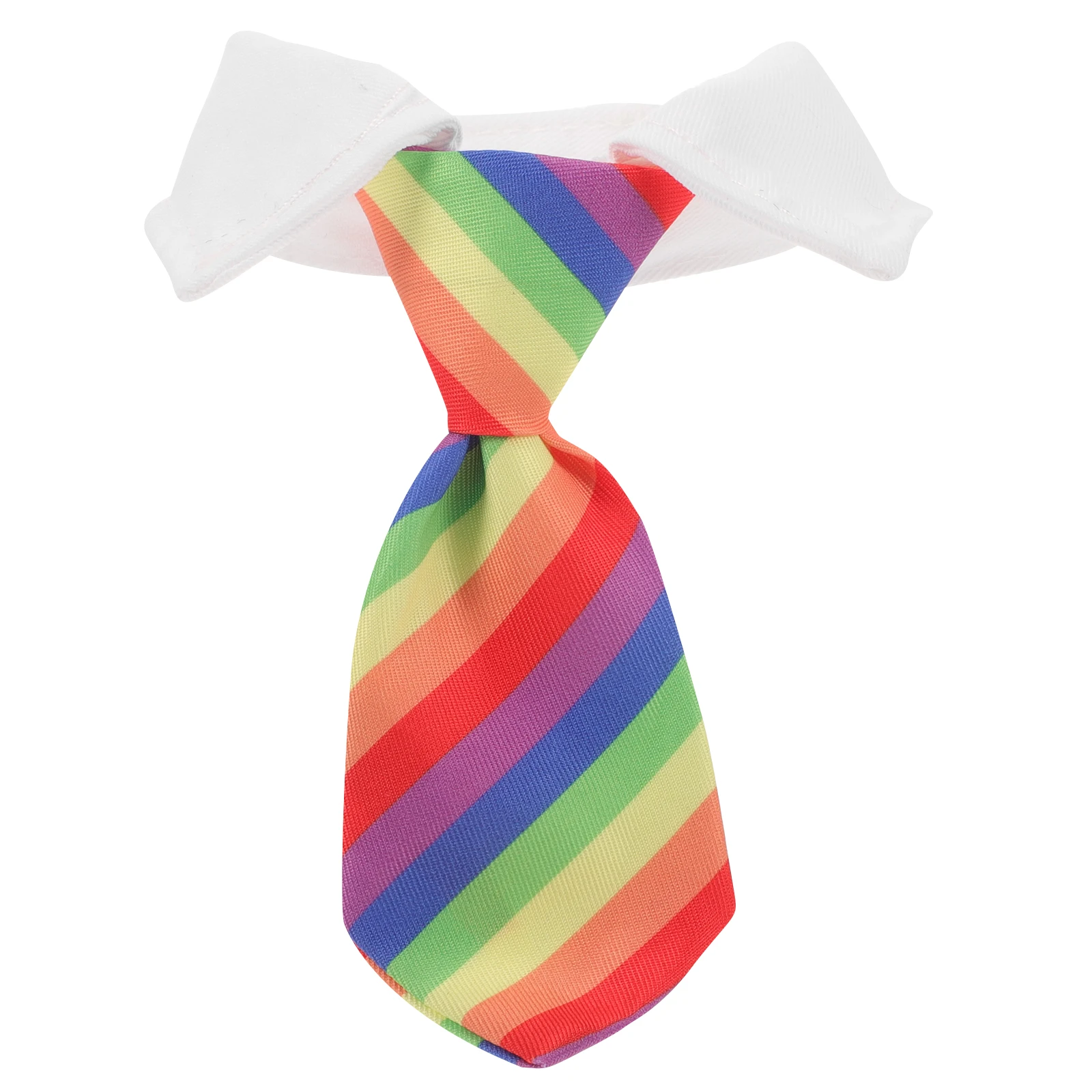 

Pet Saliva Bib Rainbow Necktie Collar Striped Cloth Drool Bib for Dog Cat Adjustable Size Soft Comfortable Fabric Pet Costume