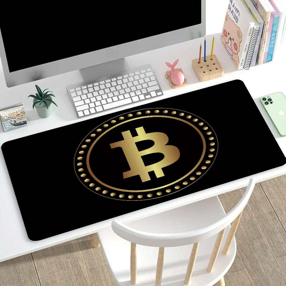 Bitcoin Desktops Mause Pad Gaming Setup Accessoires Mousepad Gamer 900X400 Muismatten Computermat Toetsenbord Verlengd Bureau Xxl Pc