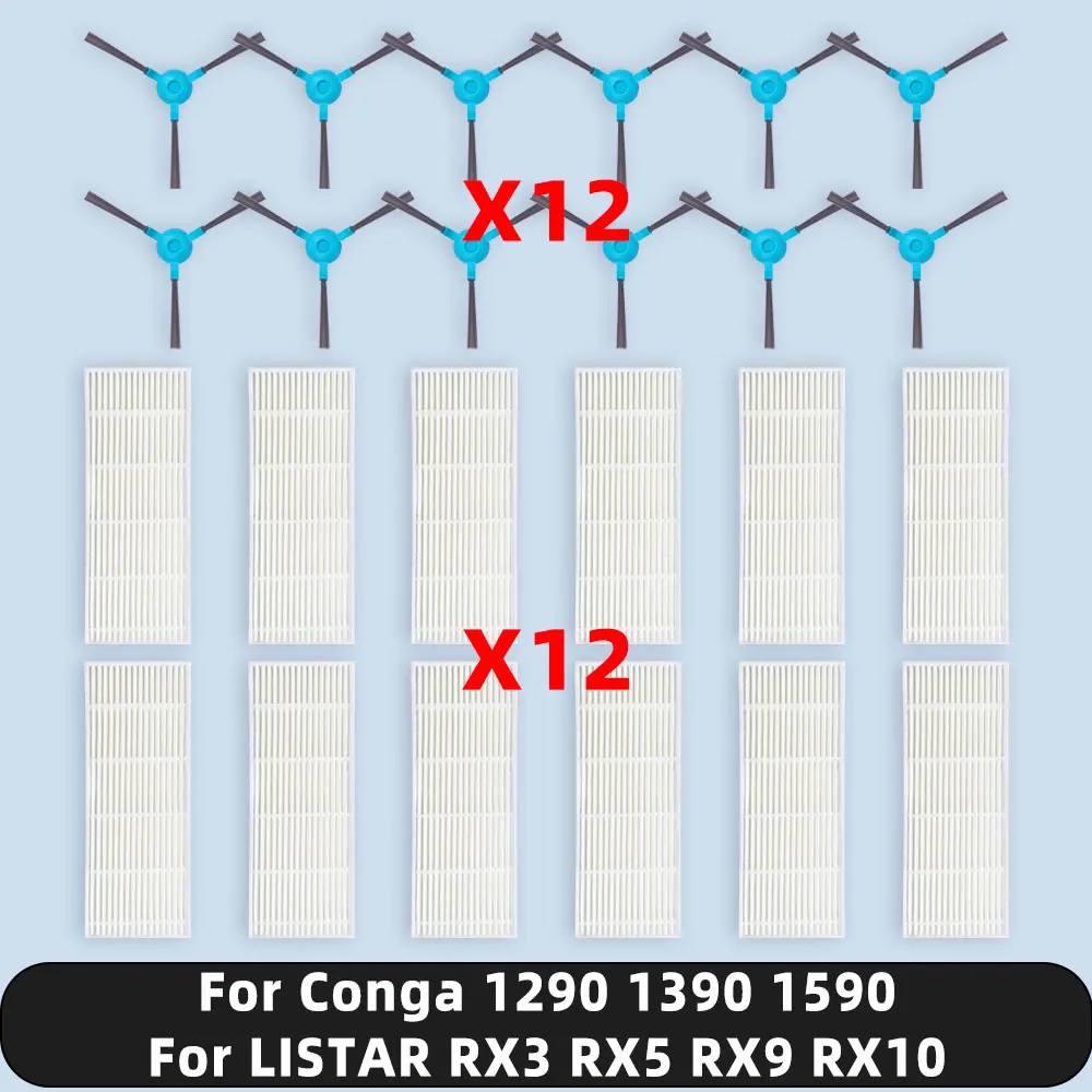 Совместим с ( LISTAR RX3 RX5 RX9 RX10 / Cecotec Conga 1290 1390 1590 ), запасные части, аксессуары, фильтр, боковая щетка