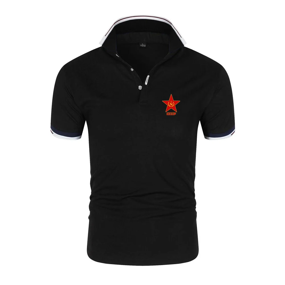 Retro CCCP Print 2025 Summer Men New Six-color Polo Shirt Soviet Union USSR Casual Fashion Lapel Tops Quick Drying Short Sleeve