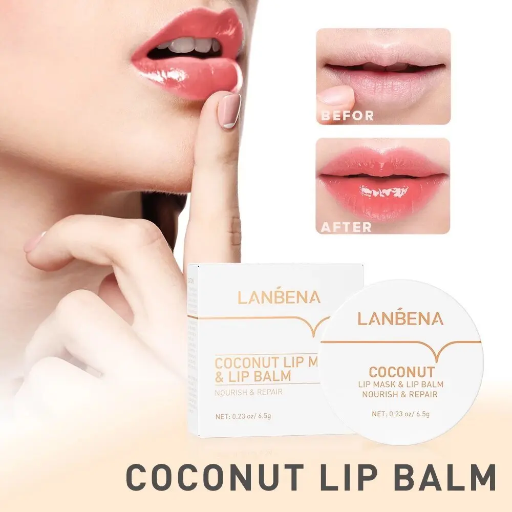 

LANBENA Бальзам для губ Увлажняющий кокосовый ремонт Осветляющая линия губ Успокаивающий сухость скраб для губ Отшелушивающий питательный бальзам для губ 6,5 г
