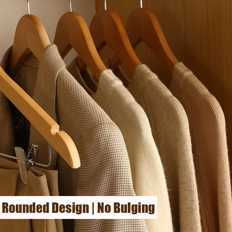 5PCS High-Grade Wooden Suit Hangers,Skirt Hanger ,Solid Wooden Trouser Rack with Shoulder Notches for Dress Jacket